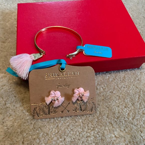 Shiraleah Blush Fleur Earrings and Sants Bangle Set NWT - Picture 3 of 15